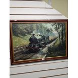 Mike Jeffries, a modern oil painting of Steam Train The Merchant Venturer, with passenger carriages,