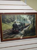 Mike Jeffries, a modern oil painting of Steam Train The Merchant Venturer, with passenger carriages,