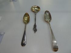 Hester Bateman; a silver Georgian dessert spoon, London, possibly 1774. Also with a silver decorativ