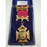 Of Masonic interest; a 9ct yellow gold medal Order of the Royal Buffaloes, Antediluvian, with inscri