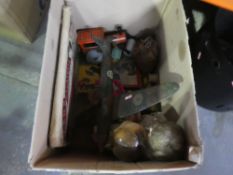 A box of vintage toys including Snow White Tidleywinks