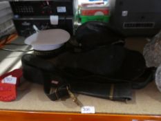 A selection of vintage naval items including belt buckle vintage canvas holster, hats, etc, some pos