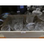 A selection of crystal decanters vases and various glasses, some by Thomas Webb