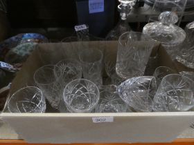 A selection of crystal decanters vases and various glasses, some by Thomas Webb