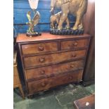 A Victorian mahogany chest having two short and three long drawers