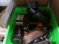 A selection of vintage cameras and Hoya lens, polaroids, etc