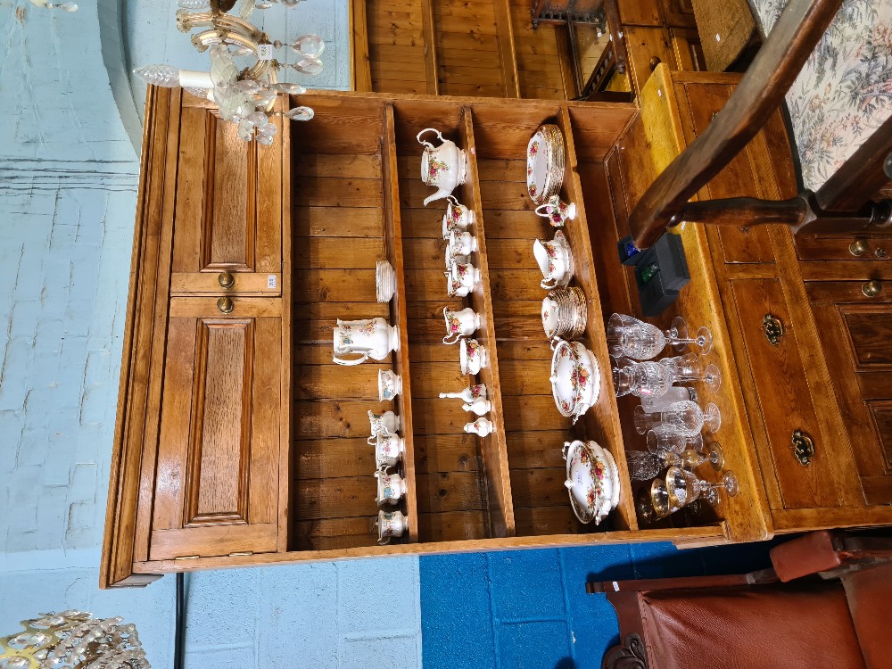 An old stripped pine dresser, the rack back having top cupboard - Image 4 of 10