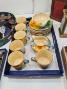 A 1930s part coffee set decorated flowers, by Gray's Pottery