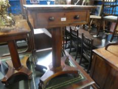 A Victorian pedestal table having one drawer and 2 other items of furniture