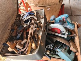 A quantity of tools including chisels and clamps - some electrical