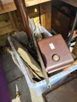 A box of sundry including a Bakelite radio