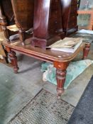 A Victorian Mahogany extending dining table on turned fluted legs, no leaves, 133cm