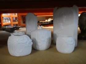 Six items of Kaiser porcelain to include two vases