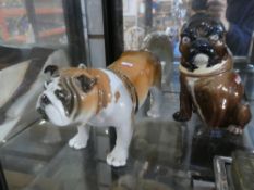 Loninosov, a large figure of Bulldog and one other Majollica style put tobacco jar