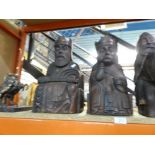 Four similar medieval style figures including King & Queen. The largest 41cm