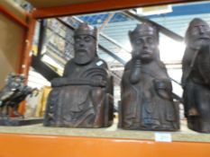 Four similar medieval style figures including King & Queen. The largest 41cm