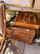 An oriental camphor wood chest, 3 fire extinguishers and sundry