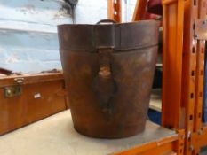 An early 20th Century leather hat box the lid impressed C.T.N. 60th Rifles and a leather gun box