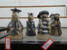 Gill Tilley, Welsh pottery, a quantity of candle snuffers including policeman and bishop (30)