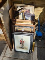 A quantity of pictures mainly prints and sundry mirrors