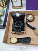 A Military compass with Bakelite case and sundry watches