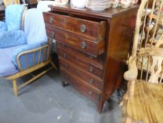 A 19th Century mahogany Secretaire chest of narrow proportions with 5 drawers, 66cm