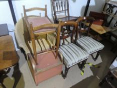A Lloyd Loom armchair, 3 antique dining chairs and sundry