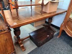 An oak refectory table and an antique oak bible box