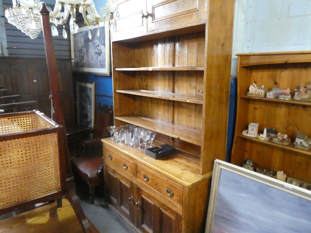 An old stripped pine dresser, the rack back having top cupboard - Image 10 of 10