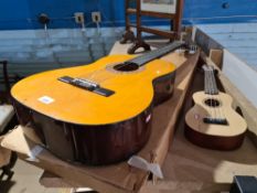A modern guitar by Chantry and a Ukulele