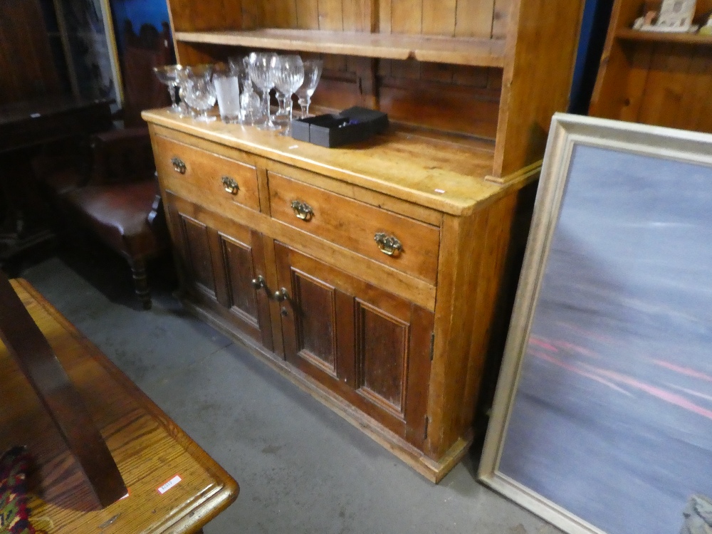 An old stripped pine dresser, the rack back having top cupboard - Image 7 of 10