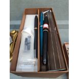 A modern Cross fountain pen, in box and two other Parker fountain pens (3)