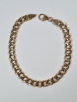 9ct yellow gold curblink bracelet marked 375, 21cm, approx 7.22g