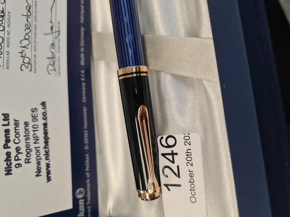 Pelikan M600 Blue Striated fountain pen, in fitted box - Image 7 of 8