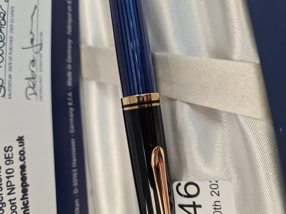 Pelikan M600 Blue Striated fountain pen, in fitted box - Image 2 of 8
