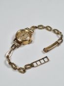 9ct yellow gold ladies cocktail watch on 9ct knot design strap, marked 375, approx 11.89g