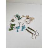 A selection of silver costume jewellery to include a paste set earrings, etc