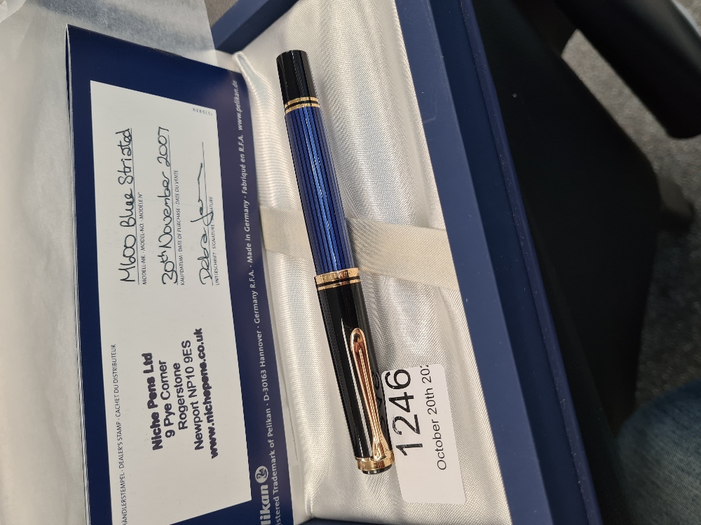 Pelikan M600 Blue Striated fountain pen, in fitted box - Image 5 of 8