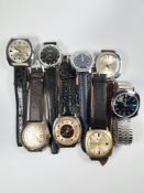 A quantity of vintage watches (8). To include makes such as Chancellor deluxe, Consul, Mortima, Traf