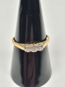 18ct yellow gold illusion set 3 stone diamond ring, 1.75g approx, AF, cut, marked 18ct