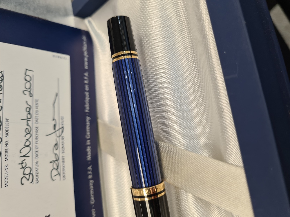 Pelikan M600 Blue Striated fountain pen, in fitted box - Image 6 of 8