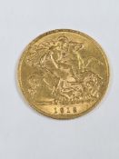 22ct yellow gold half Sovereign dated 1913, George V and George & The Dragon