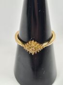 9ct yellow gold dress ring set with yellow diamonds, marked 375, Birmingham, GS, size O, approx 1.8g