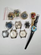 A quantity of vintage watch faces and watches (11). To include makes such as Trafalgar, Geeta, servi