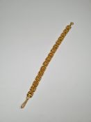 21K yellow gold fancy bracelet, approx 21cm, including clasp, marked 875, approx 21.83g