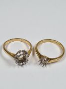 Two 9ct yellow gold rings, AF, no stones, both marked 750, approx 5.94g