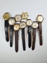 A quantity of vintage watches (9) (two without straps). To include makes such as Solo, Trafalgar, Ho