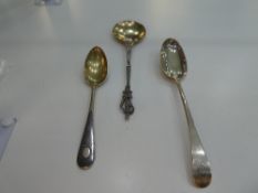 Hester Bateman; a silver Georgian dessert spoon, London, possibly 1774. Also with a silver decorativ