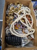 Box of vintage and modern costume jewellery