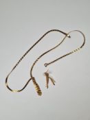 Fine 9ct yellow gold chain, and pair of similar 9ct gold marked 9ct, approx 3.35g